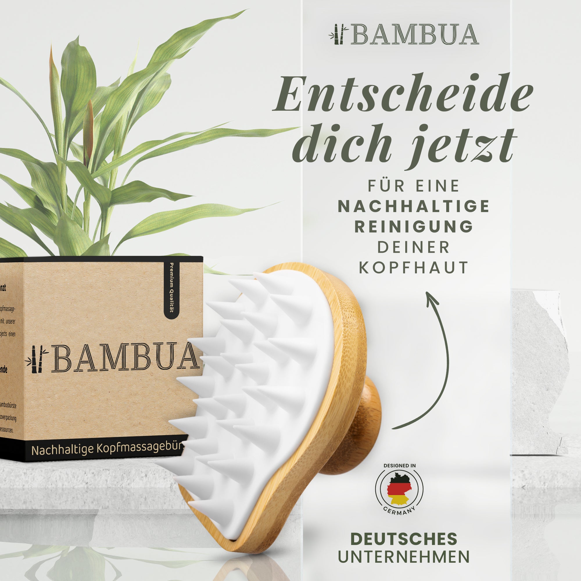 BAMBUA Kopfhaut Massagebürste (Weiß) – bambua-shop