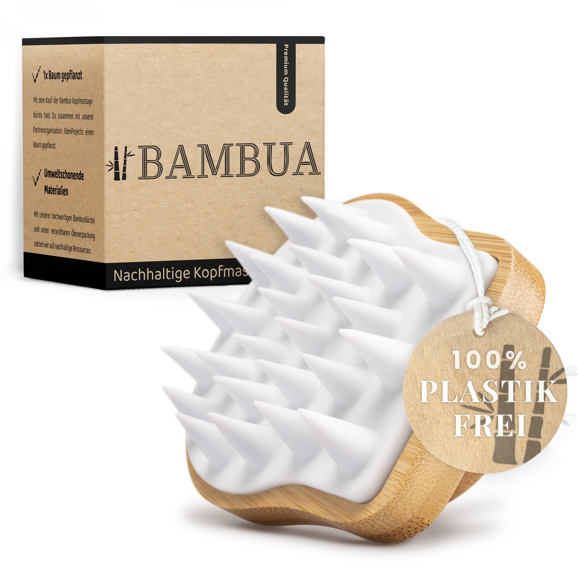 BAMBUA Kopfhaut Massagebürste (Weiß) – bambua-shop