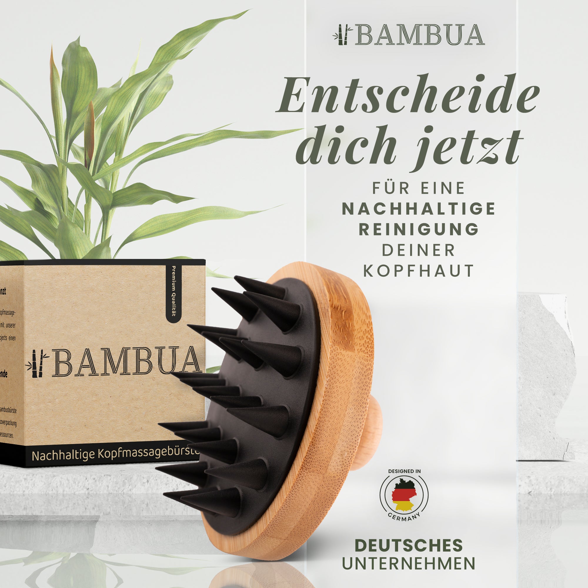 BAMBUA Kopfhaut Massagebürste (Schwarz) – bambua-shop
